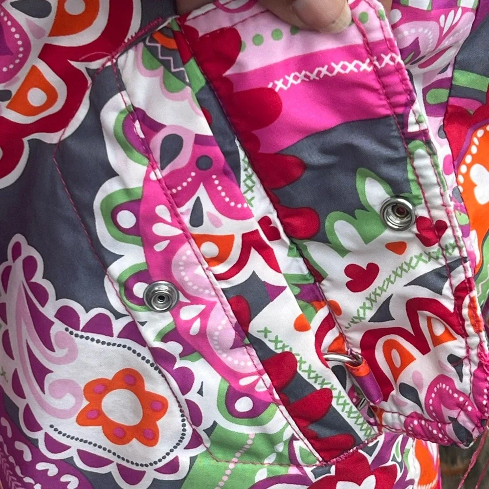 Hanna Andersson Journeys End winter jacket with a vibrant paisley pattern